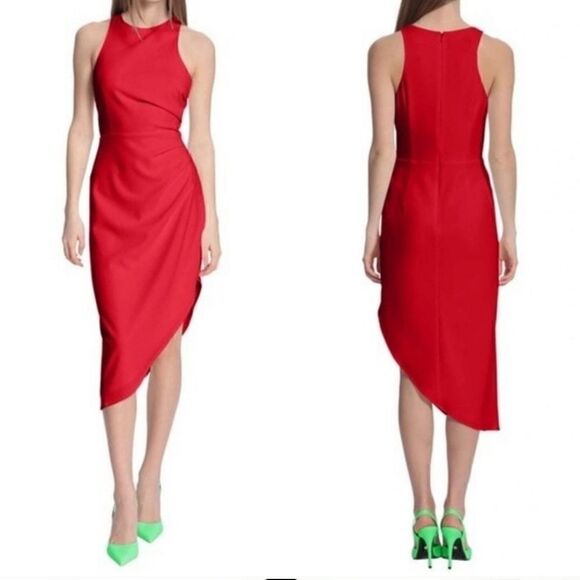 NWT Donna Morgan hot red asymmetrical dress - Picture 1 of 13
